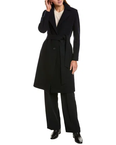 Cinzia Rocca Icons Long Wool Trench Coat In Blue