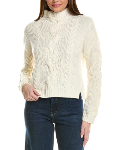 Hannah Rose Chunky Cable Funnel Neck Wool & Cashmere-blend Sweater In White