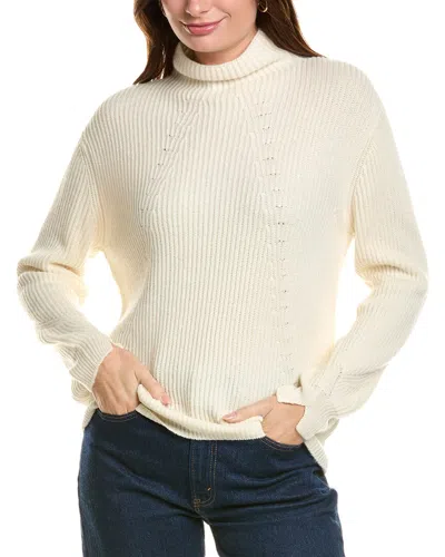 Forte Cashmere Fashioned Rib Funnel Neck Wool & Cashmere-blend Sweater In White