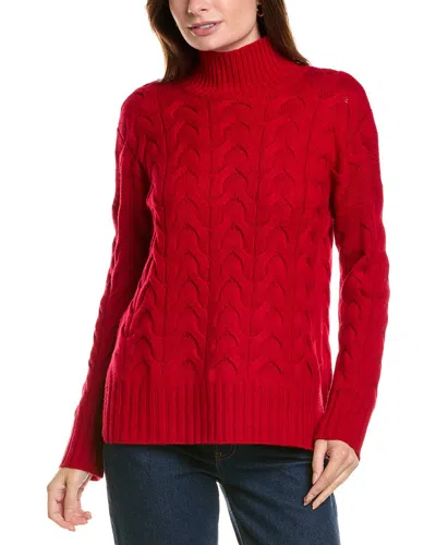 Forte Cashmere Luxe Cable Funnel Neck Wool & Cashmere-blend Tunic In Pink