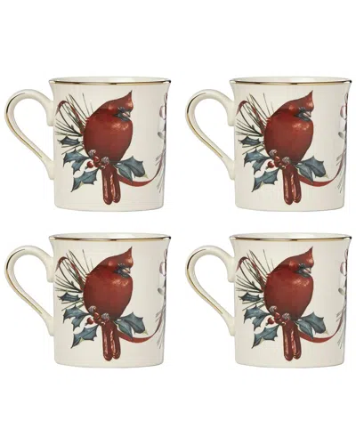 Lenox Winter Greetings Mugs, Set Of 4 In White