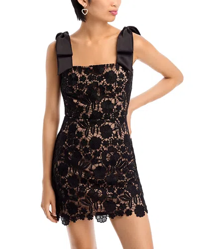 Aqua Bow Strap Lace Mini Dress - Exclusive In Black/nude