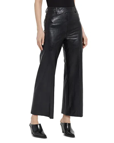 Lyssé High Waist Vegan Leather Wide Leg Pants In Kohl Black In Kohl Black
