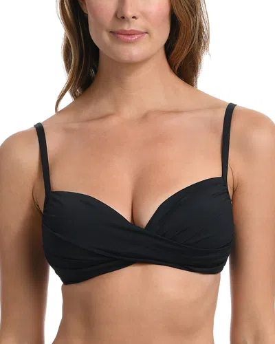 La Blanca Island Goddess Wrap Bikini Top In Black