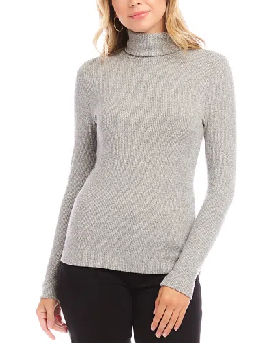 Karen Kane Ribbed Turtleneck Top In Gray In Gray