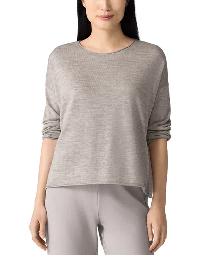 Eileen Fisher Crewneck Wool Sweater In Dove
