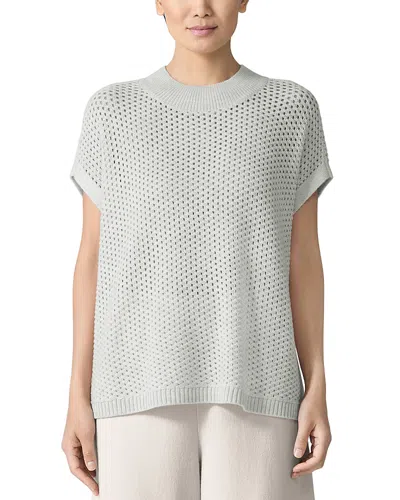 Eileen Fisher Mock Neck Wool Sweater In Seasalt