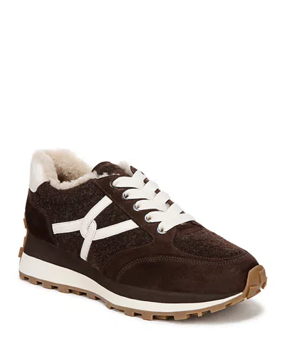Veronica Beard Valentina Genuine Shearling Lined Sneaker In Espresso