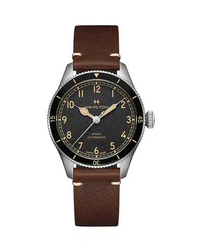 Hamilton Khaki Aviation Pilot Pioneer In Black/brown