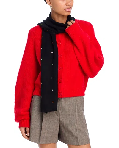 Carolyn Rowan Accessories Long Cashmere & Crystal Scarf In Black/rainbow