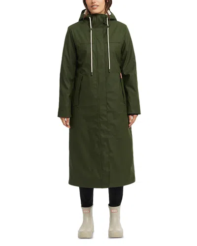 Hunter Women's Longline Padded Rubberized Coat In  Green