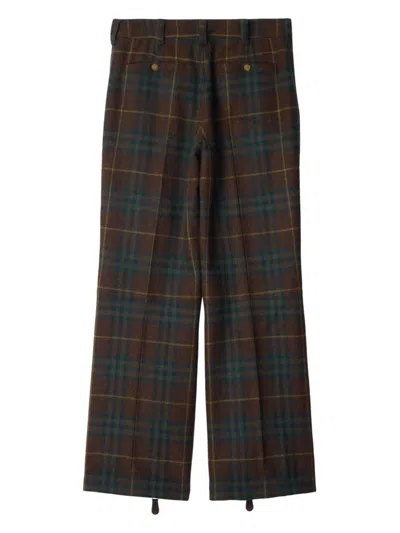 Burberry Check Zipper Pants In Brown