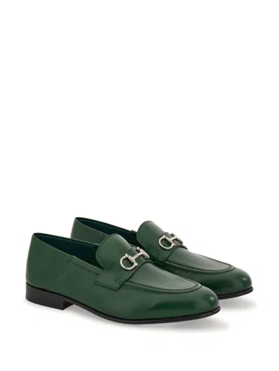 Ferragamo Metallic Hardware Loafer Round Toe In Green