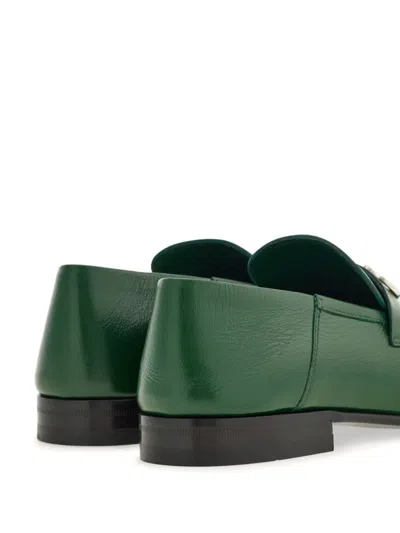 Ferragamo Metallic Hardware Loafer Round Toe In Green