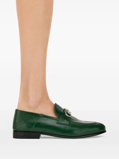 Ferragamo Metallic Hardware Loafer Round Toe In Green