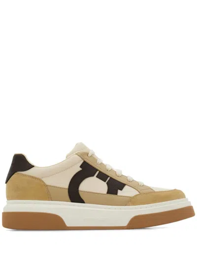 Shop Ferragamo Gancini Sneakers In Neutrals