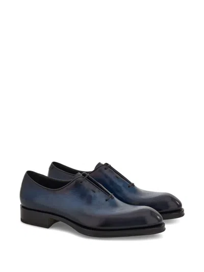 Ferragamo Tramezza Oxford Shoes In Blue