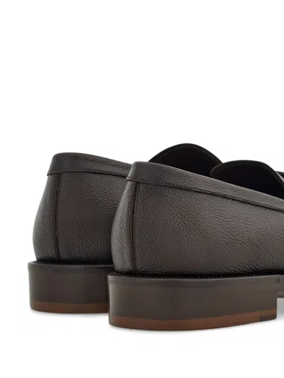 Ferragamo Gancini-plaque Loafers In Brown