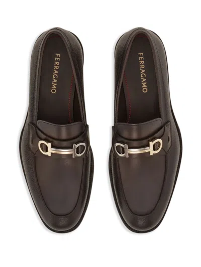 Ferragamo Gancini-plaque Loafers In Brown