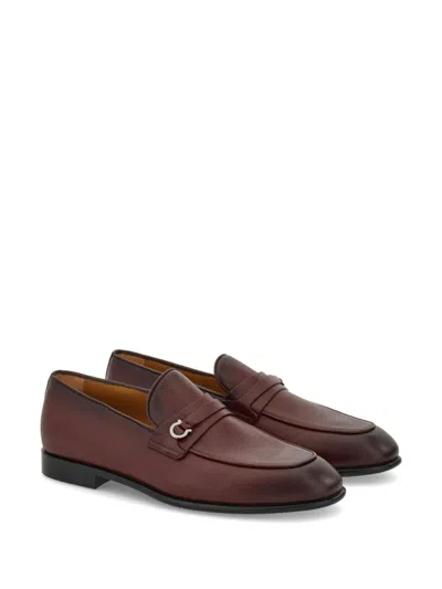 Ferragamo Gancini-plaque Loafers In Brown