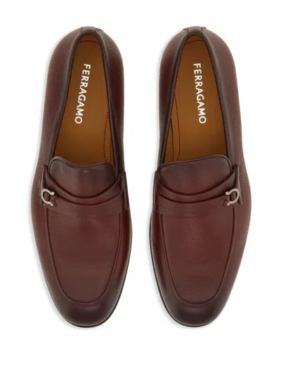 Ferragamo Gancini-plaque Loafers In Brown