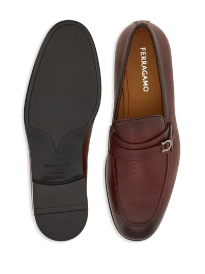 Ferragamo Gancini-plaque Loafers In Brown