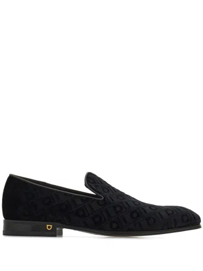Ferragamo Velvet Loafers In Black
