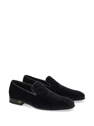 Ferragamo Velvet Loafers In Black