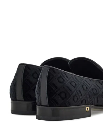Ferragamo Velvet Loafers In Black