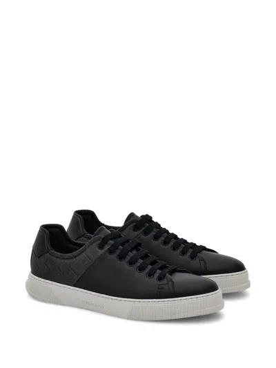 Ferragamo Man Sneakers Lead Size 9.5 Soft Leather In Black
