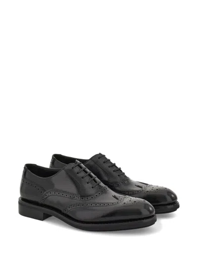 Ferragamo Tramezza Oxford Shoes In Black