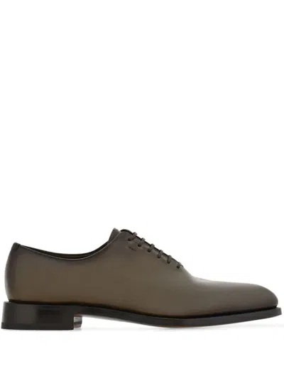 Ferragamo Angiolo Lace-up Leather Dress Shoes In Brown