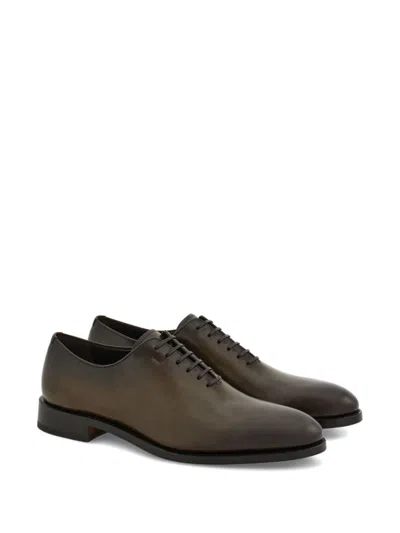 Ferragamo Angiolo Lace-up Leather Dress Shoes In Brown