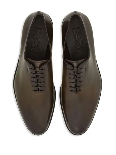 Ferragamo Angiolo Lace-up Leather Dress Shoes In Brown