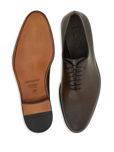 Ferragamo Angiolo Lace-up Leather Dress Shoes In Brown