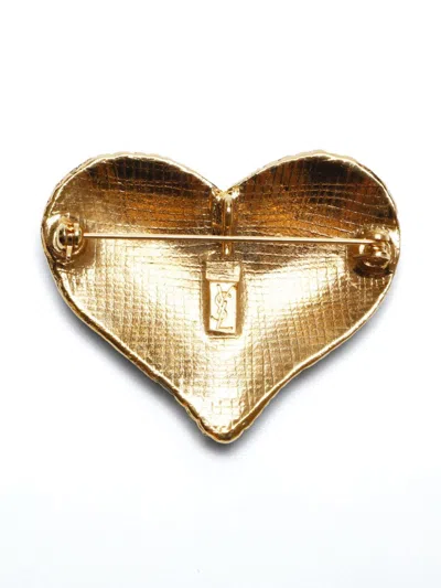 Pre-owned Saint Laurent Heart Brooch In Green