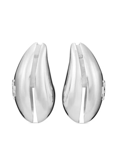 Tory Burch Wave Clip-on Earrings In Silver