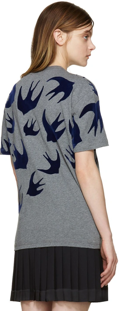 Shop Mcq By Alexander Mcqueen Grey Swallows T-shirt
