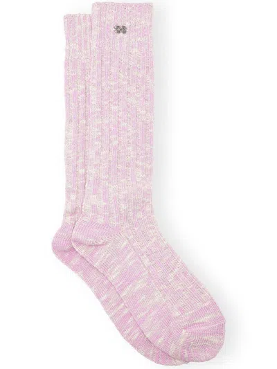 Ganni Ribbed Socks In Pink