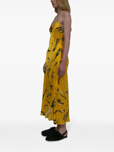 Rosetta Getty Silk Bias Slip Dress In Yellow