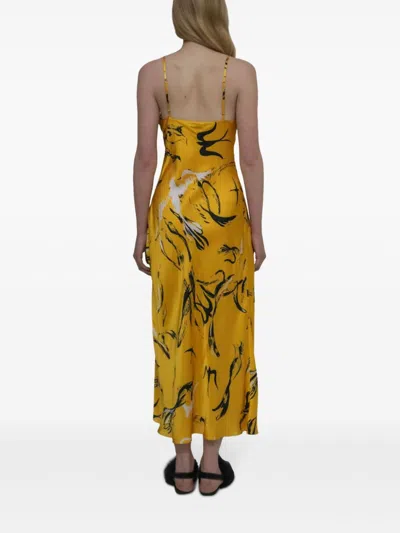 Rosetta Getty Silk Bias Slip Dress In Yellow