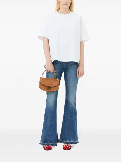 Ganni Mini Apo-g Tote Bag In Brown