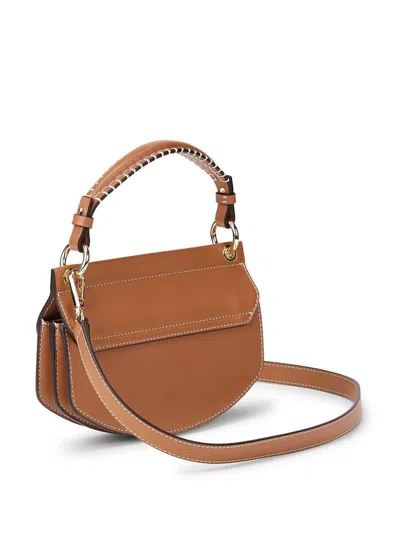Ganni Mini Apo-g Tote Bag In Brown