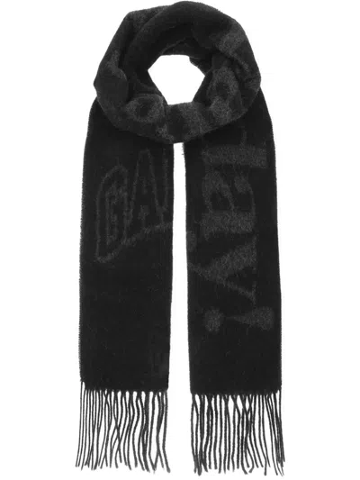 Ganni Please Recycle Scarf In Black