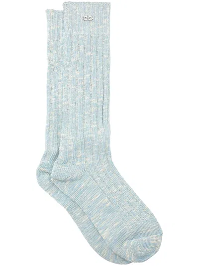 Ganni Ribbed Socks In Blue