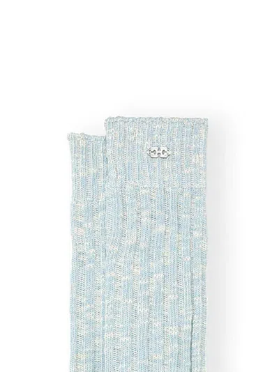 Ganni Ribbed Socks In Blue