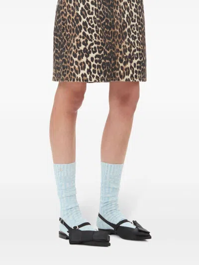 Ganni Ribbed Socks In Blue