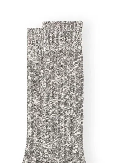 Ganni Ribbed Socks In Grey