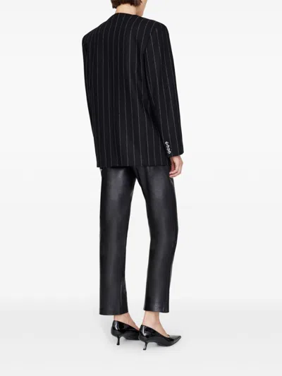 Anine Bing Wool-blend Pinstripe Maron Blazer In Grey