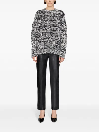 Anine Bing Sydney Crew Sweater Black And White In Black